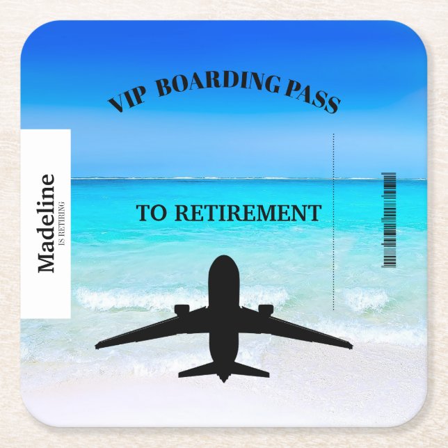 Rente Beach Boarding Pass Zielort Rechteckiger Pappuntersetzer (Vorderseite)