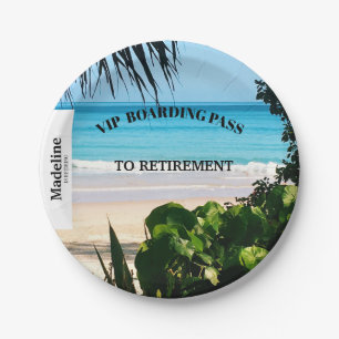 Rente Beach Scene Boarding Pass Zielort   Pappteller