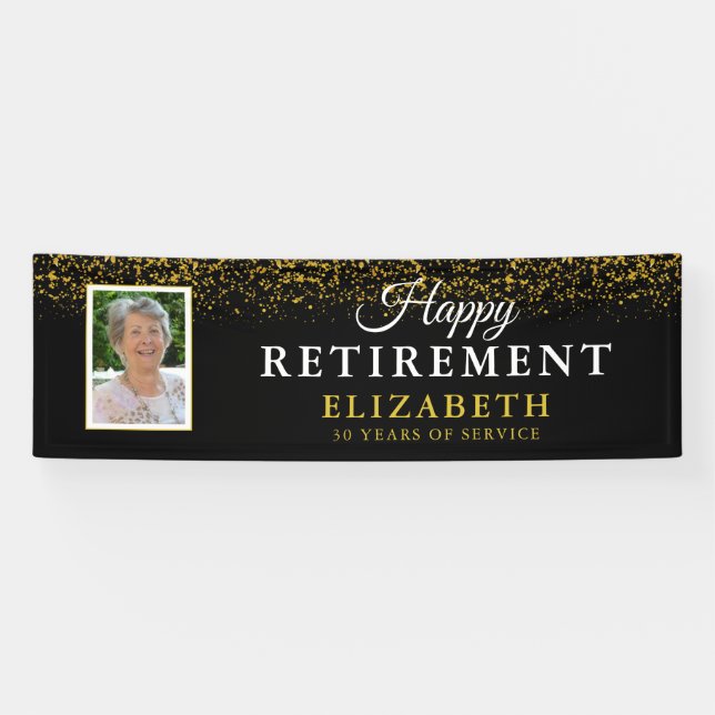Rente Celebration Party Gold Glitzer Foto Ba Banner (Horizontal)