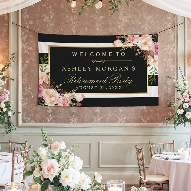 Rente Celebration Party Vintager Blumenstreifen Banner (Von Creator hochgeladen)