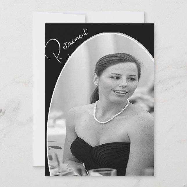Rente Foto Schwarz und Weiß Elegant Chic Einladung (Vorderseite)