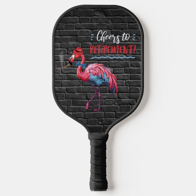 Rente für Männer - Klapper Pink Flamingo Hat Cigar Pickleball Schläger (Vorderseite)