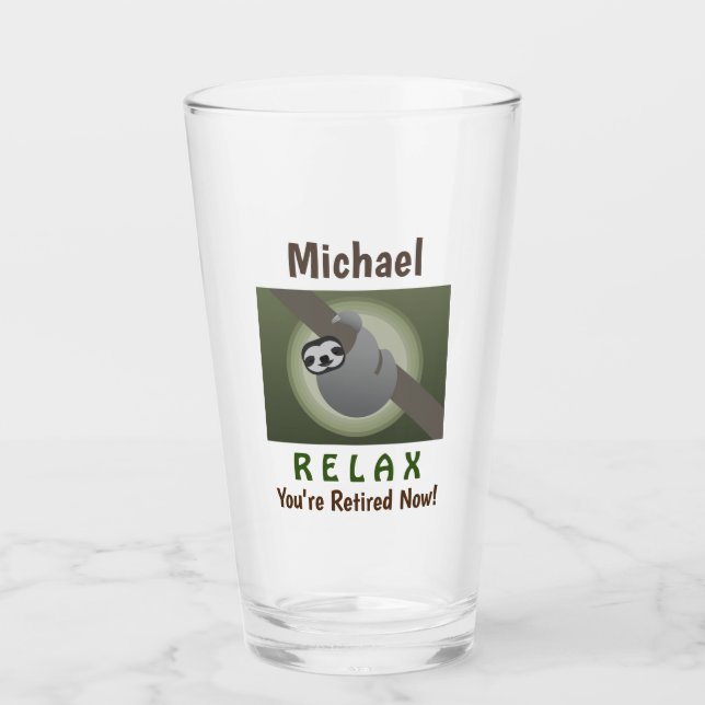Rente glücklich Niedlich Funny Lazy Sloth Beer Pin Glas (Vorderseite)