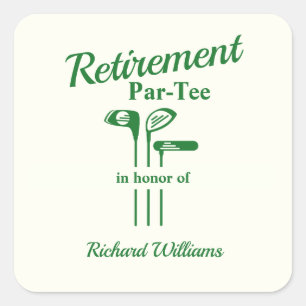 Rente Golf Clubs Themenpar T-Shirt Quadratischer Aufkleber