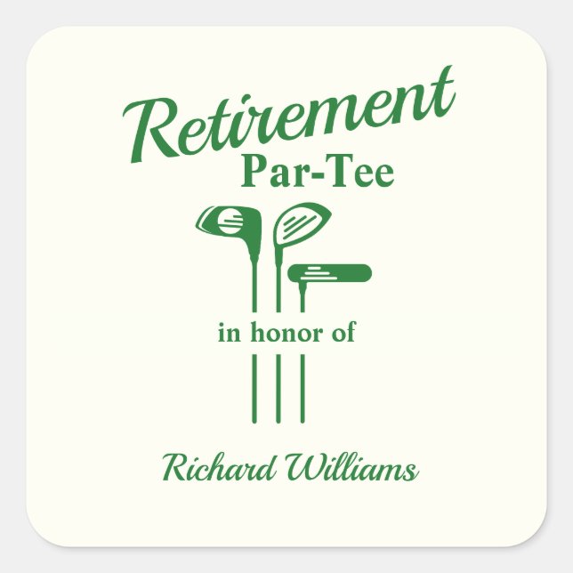 Rente Golf Clubs Themenpar T-Shirt Quadratischer Aufkleber (Vorderseite)
