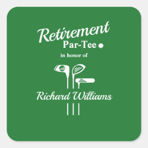 Rente Golf Clubs Themenpar T-Shirt Quadratischer Aufkleber