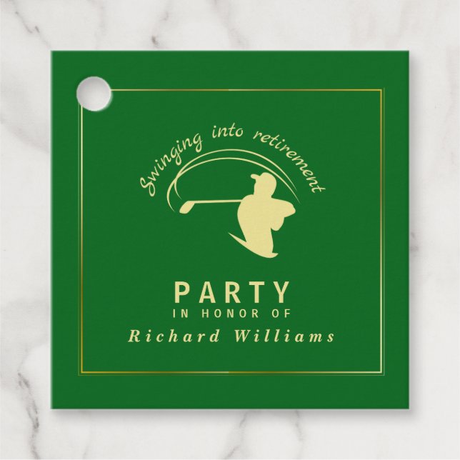 Rente Golf Party Classic Green Golden Player Geschenkanhänger (Vorderseite)
