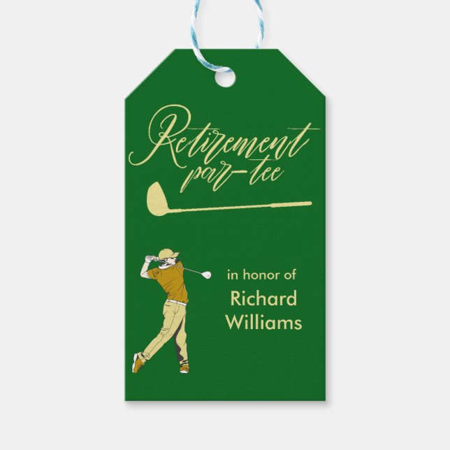 Rente Golf Party Classic Green Golden Player Geschenkanhänger (Vorderseite)