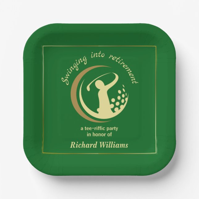 Rente Golf Party Classic Green Golden Player Pappteller (Vorderseite)