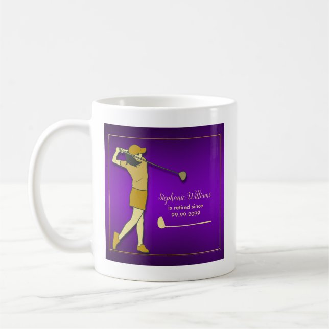 Rente Golf Party Klassisches Lila Goldenes Weibche Kaffeetasse (Links)