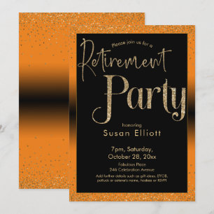 Rente Party Gold Glitzer für helles Orange Einladung