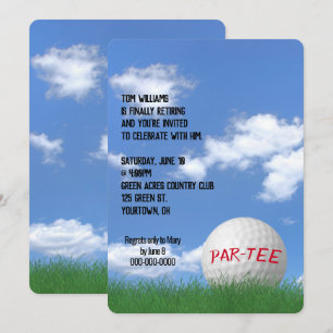 Rente Party Golf Ball im Gras Einladung