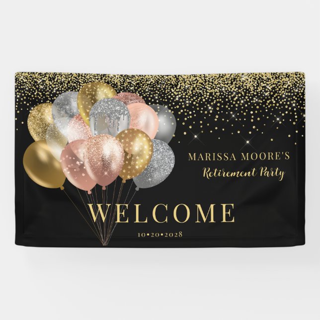 Rente Party Rose Gold Silver Black Banner (Horizontal)