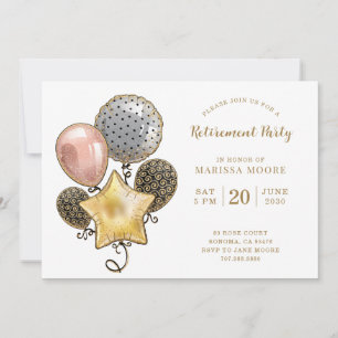 Rente Party Rose Gold Silver Gold Balloons Einladung