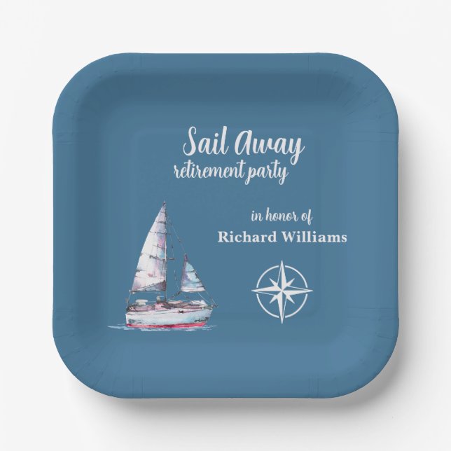Rente Party Sail Away Nautic Theme Pappteller (Vorderseite)
