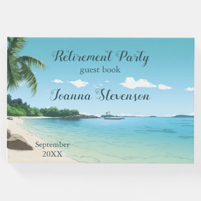 Rente Party Tropical Beach Palm Bäume Gästebuch (Vorderseite)