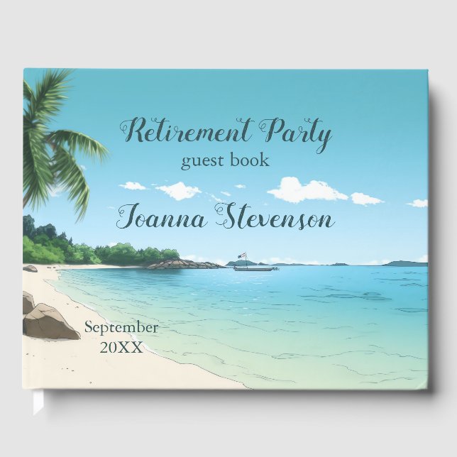 Rente Party Tropical Beach Palm Bäume Gästebuch (Vorderseite)