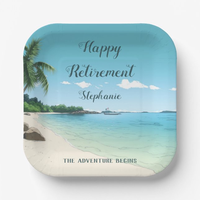 Rente Party Tropical Beach Palm Bäume Pappteller (Vorderseite)