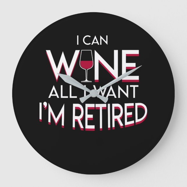 Rente Weinlover Wein alles Gewollt Große Wanduhr (Vorderseite)