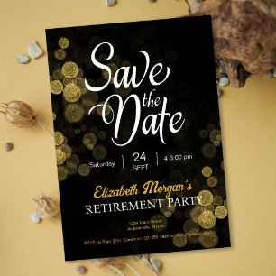 Renten Party Gold Confetti Save the Date Einladung