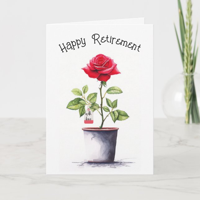 Renten Watercolor Rote Rose Bush Karte (Vorderseite)