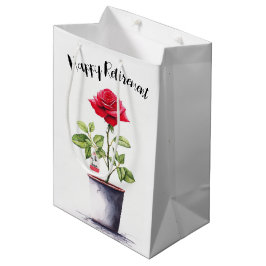 Renten Watercolor Rote Rose Bush Mittlere Geschenktüte