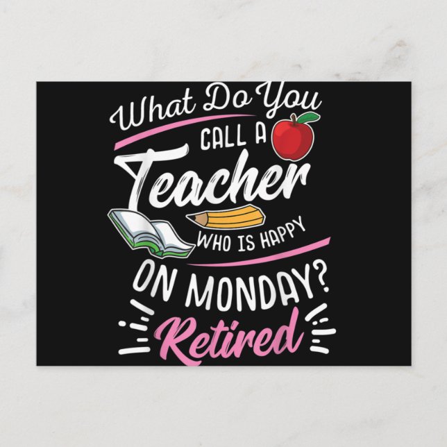 RentenlehrerInnen LehrerInnen am Montag glücklich Postkarte (Vorderseite)