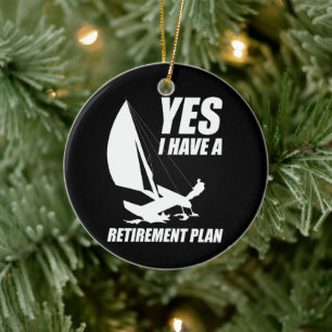 Rentenplan Katamaran Trapez Segelkapitän Keramik Ornament