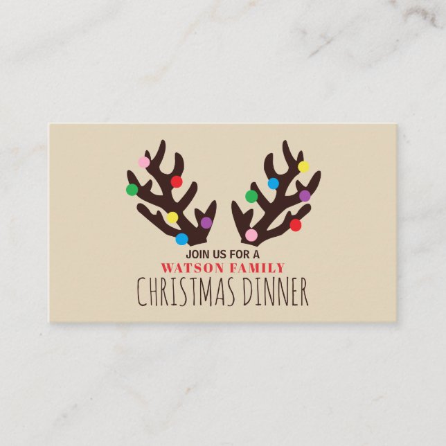 Rentier Antlers, Ticket für Weihnachts-Party einla Begleitkarte (Vorderseite)