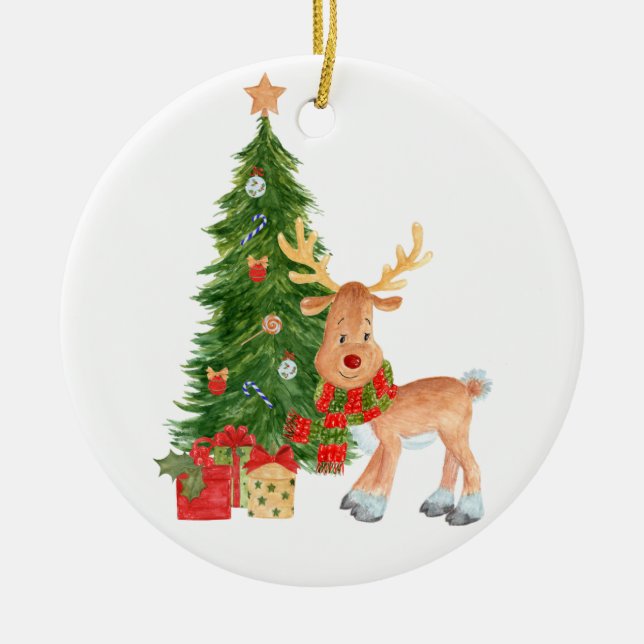 Rentier Baby Keramik Ornament (Vorne)