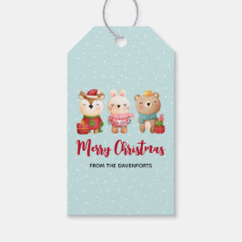 Rentier, Bären & Kaninchen Frohe Weihnachten Geschenkanhänger