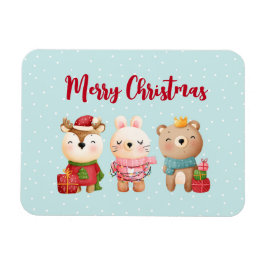 Rentier, Bären & Kaninchen Frohe Weihnachten Magnet