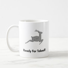 Rentier bereit für den Start Kaffeetasse