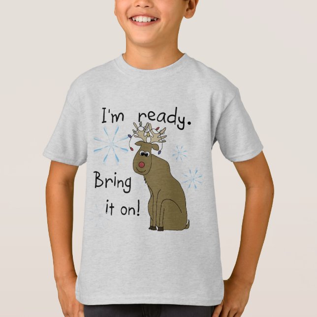 Rentier Bereit für Weihnachtsgeschenke und Geschen T-Shirt (Vorderseite)