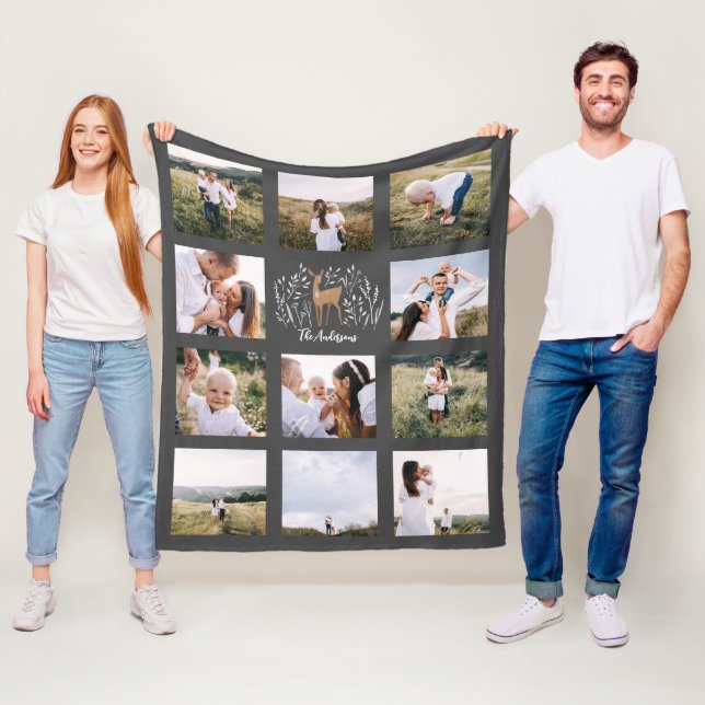 Rentier botanisch elegant 11 Foto modern schwarz Fleecedecke (Beispiel)