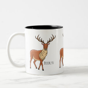 Rentier-Cartoon-Abbildung Zweifarbige Tasse