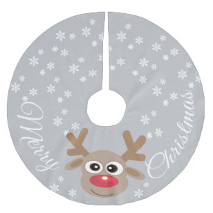 Rentier Cartoon Weihnachten Grau weiße Schneeflock Polyester Weihnachtsbaumdecke