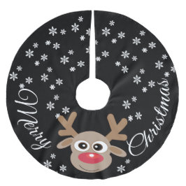 Rentier Cartoon Weihnachten Schwarz-weiße Schneefl Polyester Weihnachtsbaumdecke