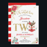 Rentier Christmas 2. Geburtstag Roter Winter Hirsc Einladung<br><div class="desc">Rentier Weihnachten 2. Geburtstag Roter Winter Einladung</div>