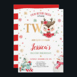 Rentier Christmas 2. Geburtstag Roter Winter Hirsc Einladung<br><div class="desc">Rentier Weihnachten 2. Geburtstag Roter Winter Einladung</div>