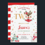 Rentier Christmas 2. Geburtstag Roter Winter Hirsc Einladung<br><div class="desc">Rentier Weihnachten 2. Geburtstag Roter Winter Einladung</div>