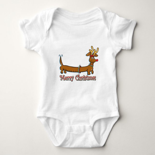 Rentier Christmas Dackel Baby Strampler (Vorderseite)