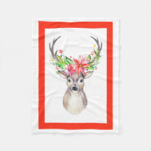 Rentier Christmas Fleece Blanket
