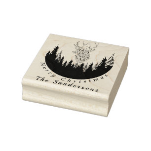 Rentier Christmas Forest I Monogram Gummistempel