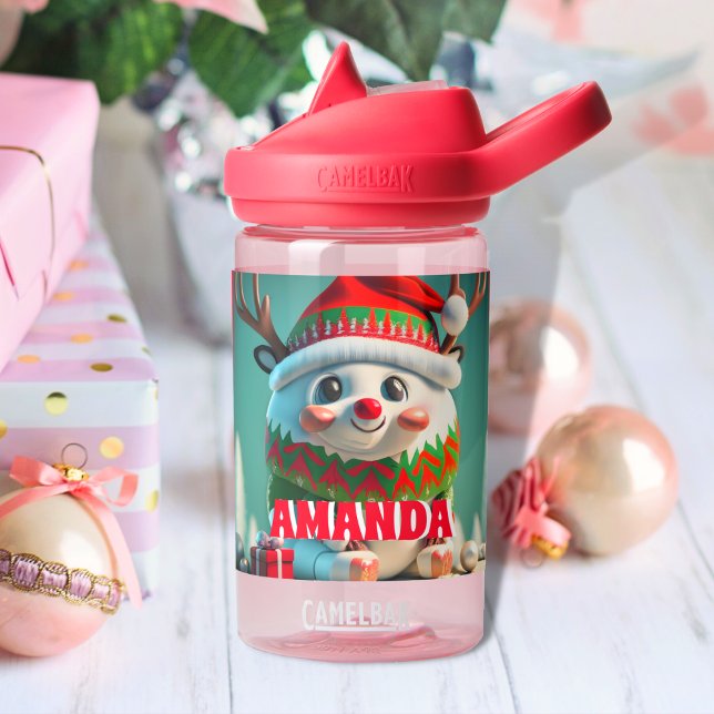 Rentier Christmas Personalisiert Kids Name Trinkflasche (Von Creator hochgeladen)