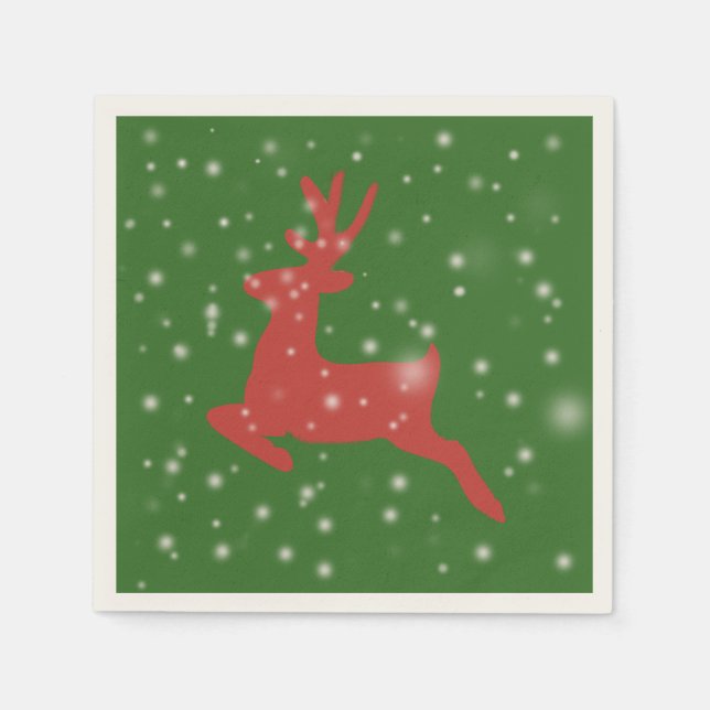 Rentier Christmas Standard Cocktail Papier Napkins Serviette (Vorderseite)