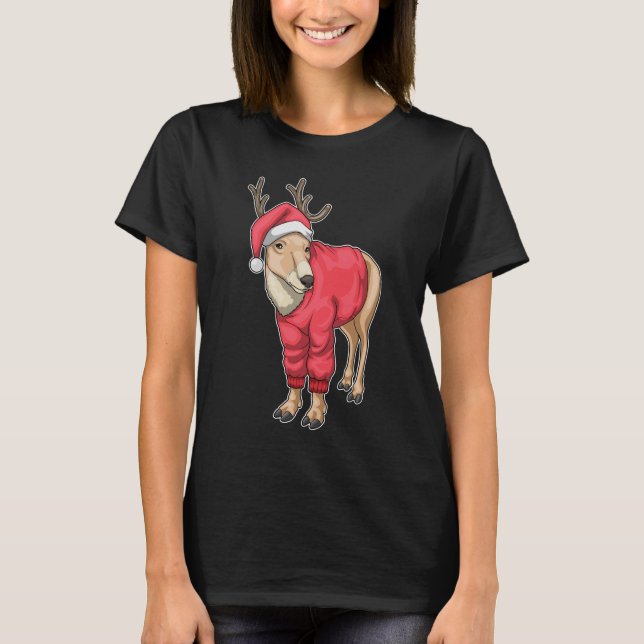 Rentier Christmas Weihnachtsmannmütze T-Shirt (Vorderseite)