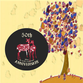 Rentier Couple Decorative Art zum 50. Jubiläum Runder Aufkleber