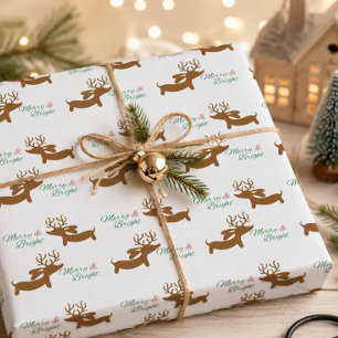 Rentier-Dachshund Froh & Hell Geschenkpapier