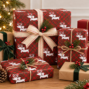 Rentier-Dachshund-Weihnachtspapier Geschenkpapier